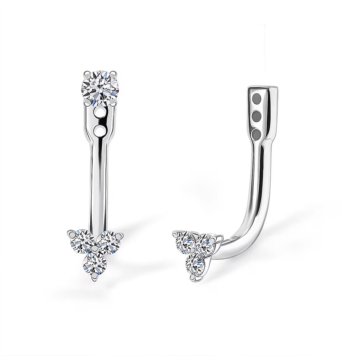 Luxuriant Lab Grown Diamond G-H SI 0.20 ctw Earrings Jacket in Rhodium Over Sterling Silver  image number 0