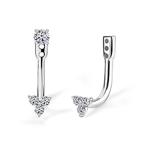 Luxuriant Lab Grown Diamond G-H SI 0.20 ctw Earrings Jacket in Rhodium Over Sterling Silver 