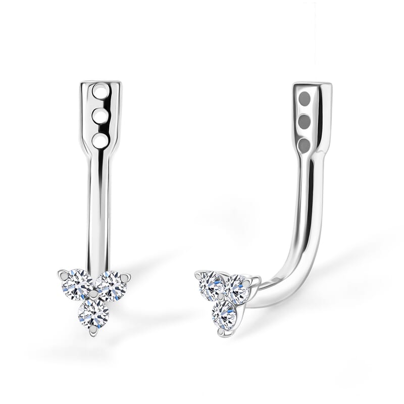 Luxuriant Lab Grown Diamond G-H SI 0.20 ctw Earrings Jacket in Rhodium Over Sterling Silver