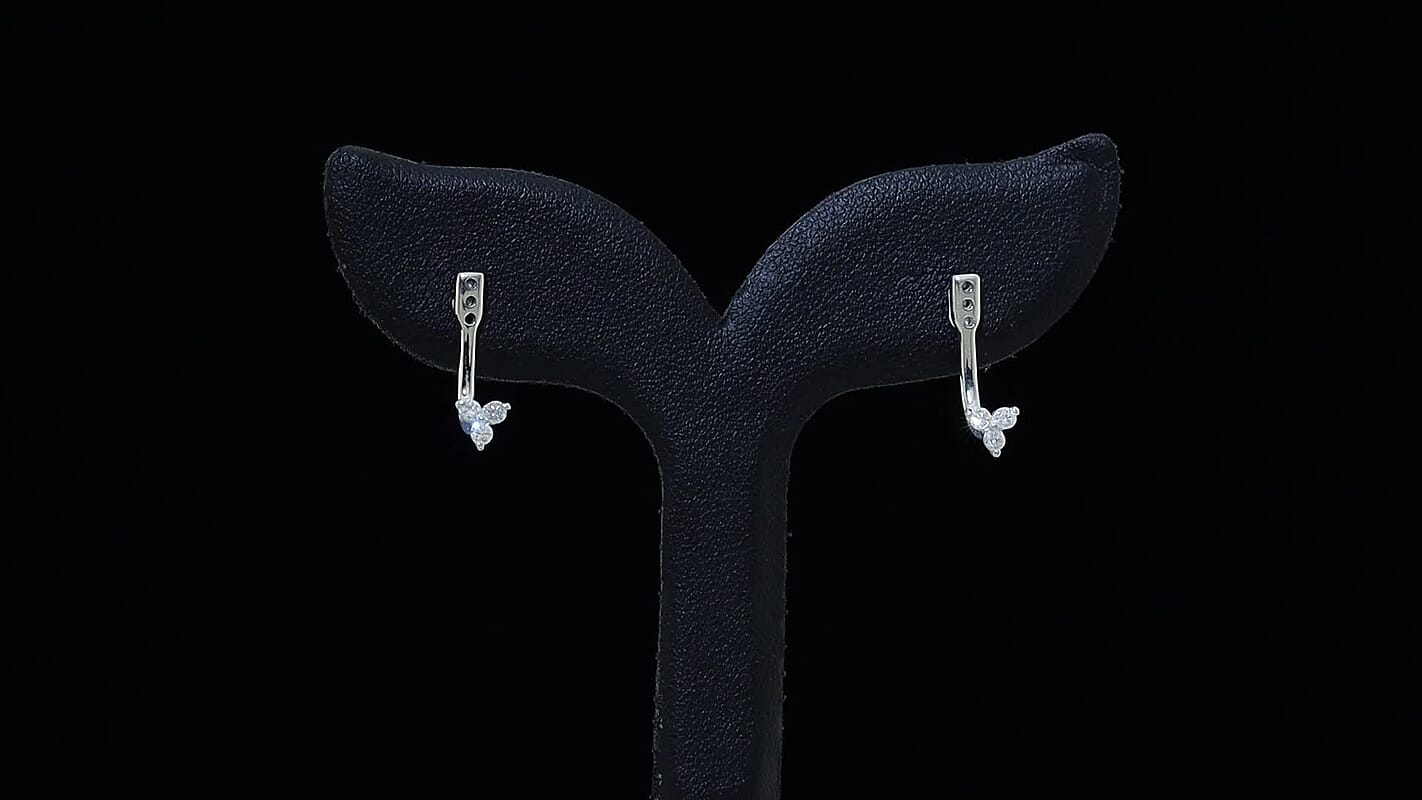 Luxuriant Lab Grown Diamond G-H SI 0.20 ctw Earrings Jacket in Rhodium Over Sterling Silver
