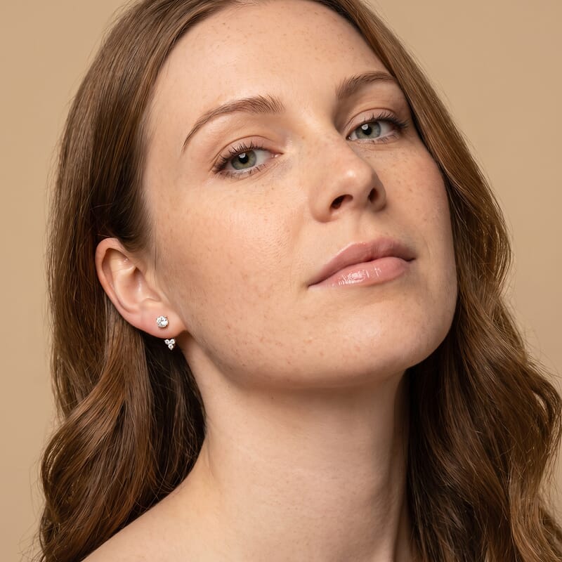 Luxuriant Lab Grown Diamond G-H SI 0.20 ctw Earrings Jacket in Rhodium Over Sterling Silver
