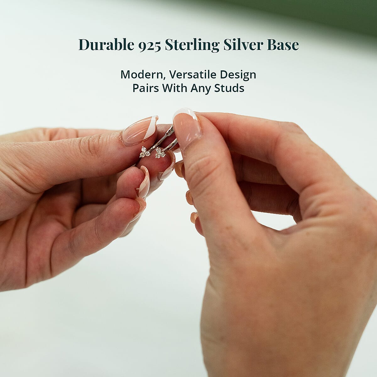 Luxuriant Lab Grown Diamond G-H SI 0.20 ctw Earrings Jacket in Rhodium Over Sterling Silver  image number 4