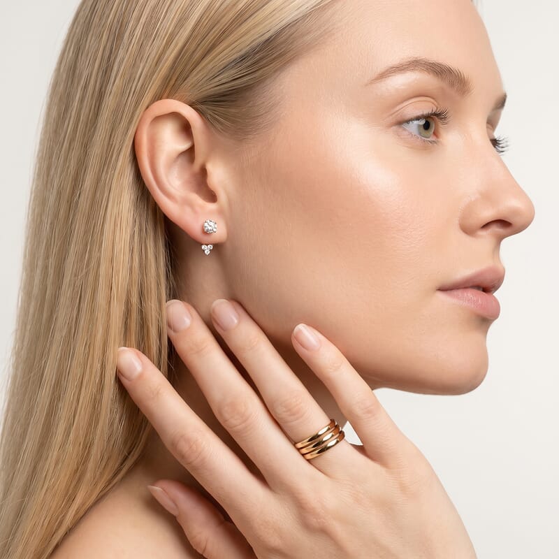 Luxuriant Lab Grown Diamond G-H SI 0.20 ctw Earrings Jacket in Rhodium Over Sterling Silver