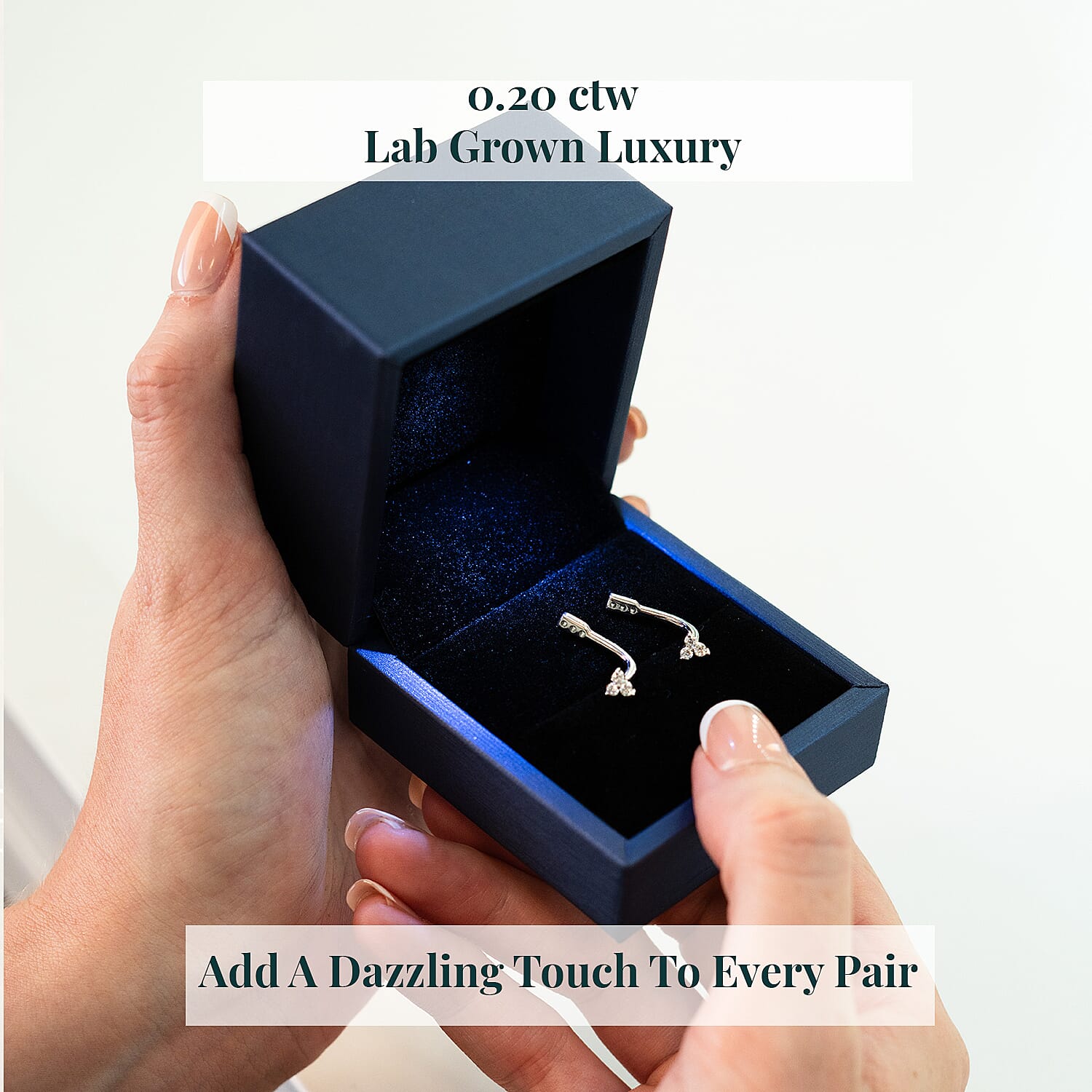 Luxuriant Lab Grown Diamond G-H SI 0.20 ctw Earrings Jacket in Rhodium Over Sterling Silver 