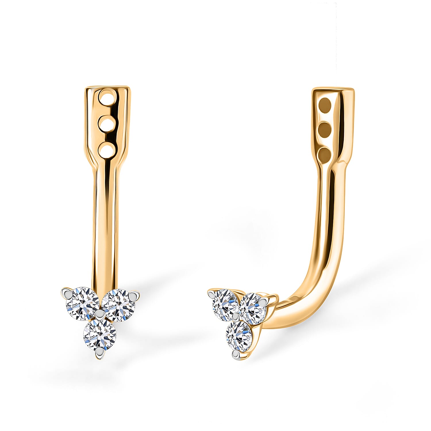Luxuriant Lab Grown Diamond G-H SI 0.20 ctw Earrings Jacket in Rhodium Over Sterling Silver