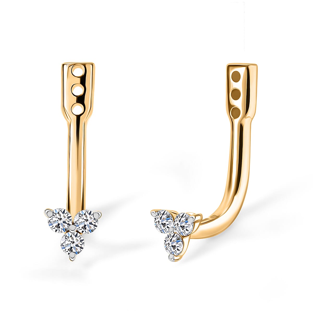 Luxuriant Lab Grown Diamond G-H SI 0.20 ctw Earrings Jacket in Vermeil Yellow Gold Over Sterling Silver image number 0