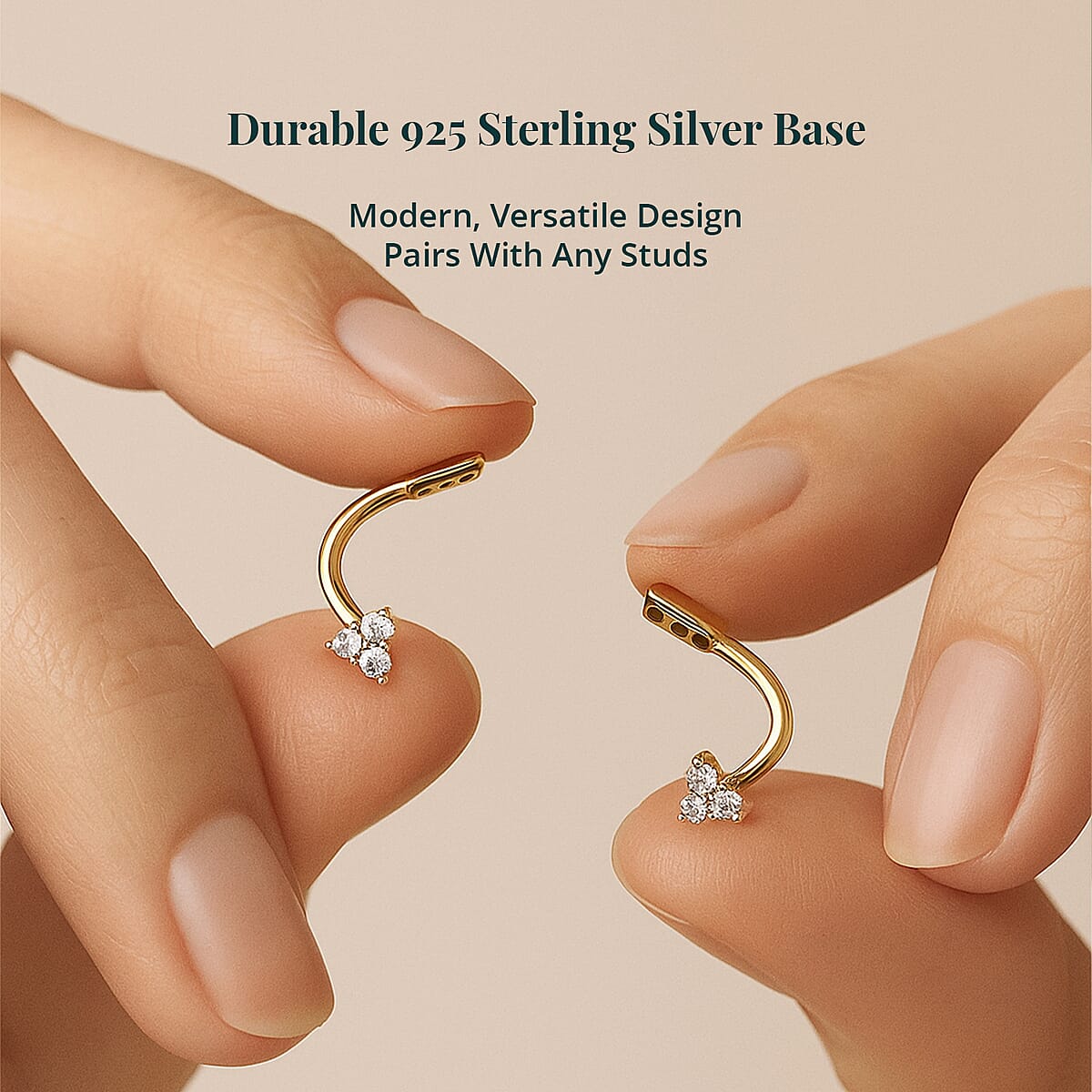 Luxuriant Lab Grown Diamond G-H SI 0.20 ctw Earrings Jacket in Vermeil Yellow Gold Over Sterling Silver image number 4