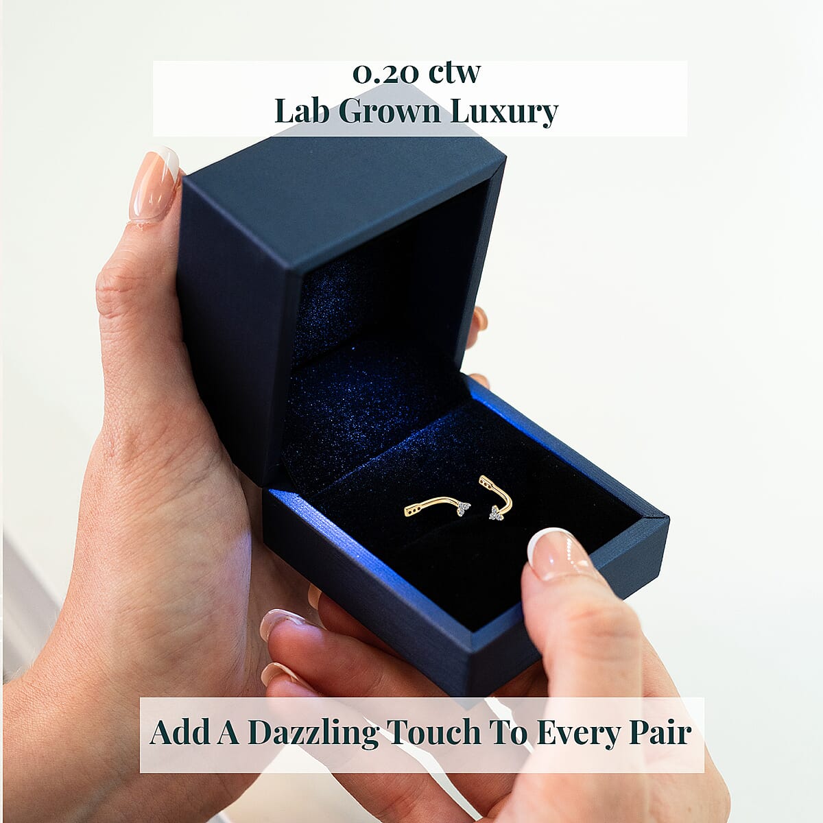Luxuriant Lab Grown Diamond G-H SI 0.20 ctw Earrings Jacket in Vermeil Yellow Gold Over Sterling Silver image number 5