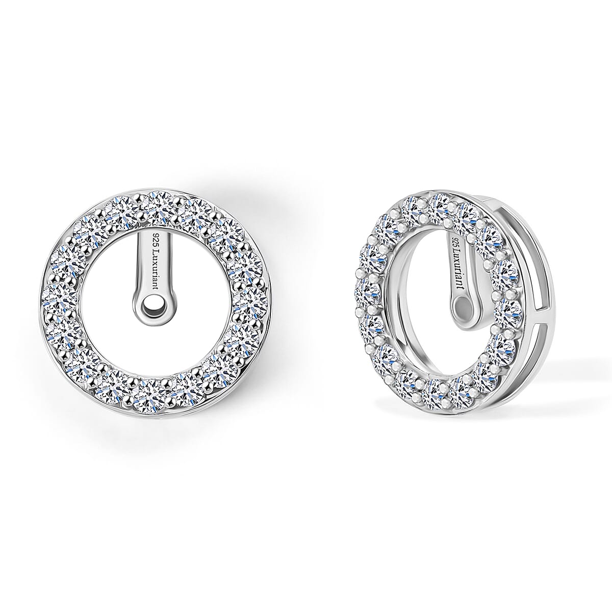 Luxuriant Lab Grown Diamond G-H SI 0.65 ctw Earrings Jacket in Rhodium Over Sterling Silver  image number 0