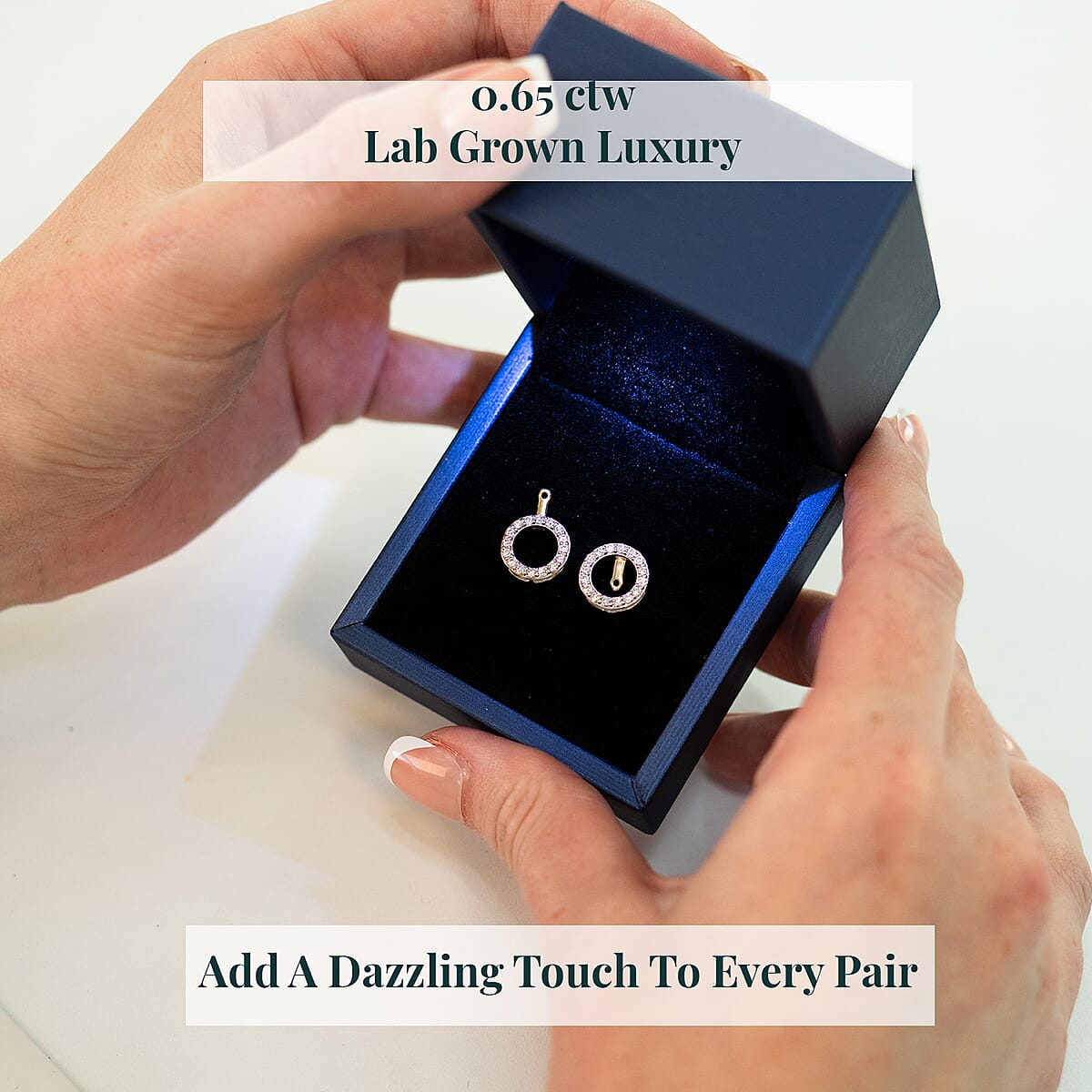 Luxuriant Lab Grown Diamond G-H SI 0.65 ctw Earrings Jacket in Rhodium Over Sterling Silver  image number 5