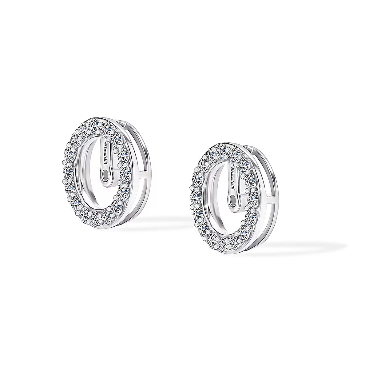 Luxuriant Lab Grown Diamond G-H SI 0.65 ctw Earrings Jacket in Rhodium Over Sterling Silver  image number 6