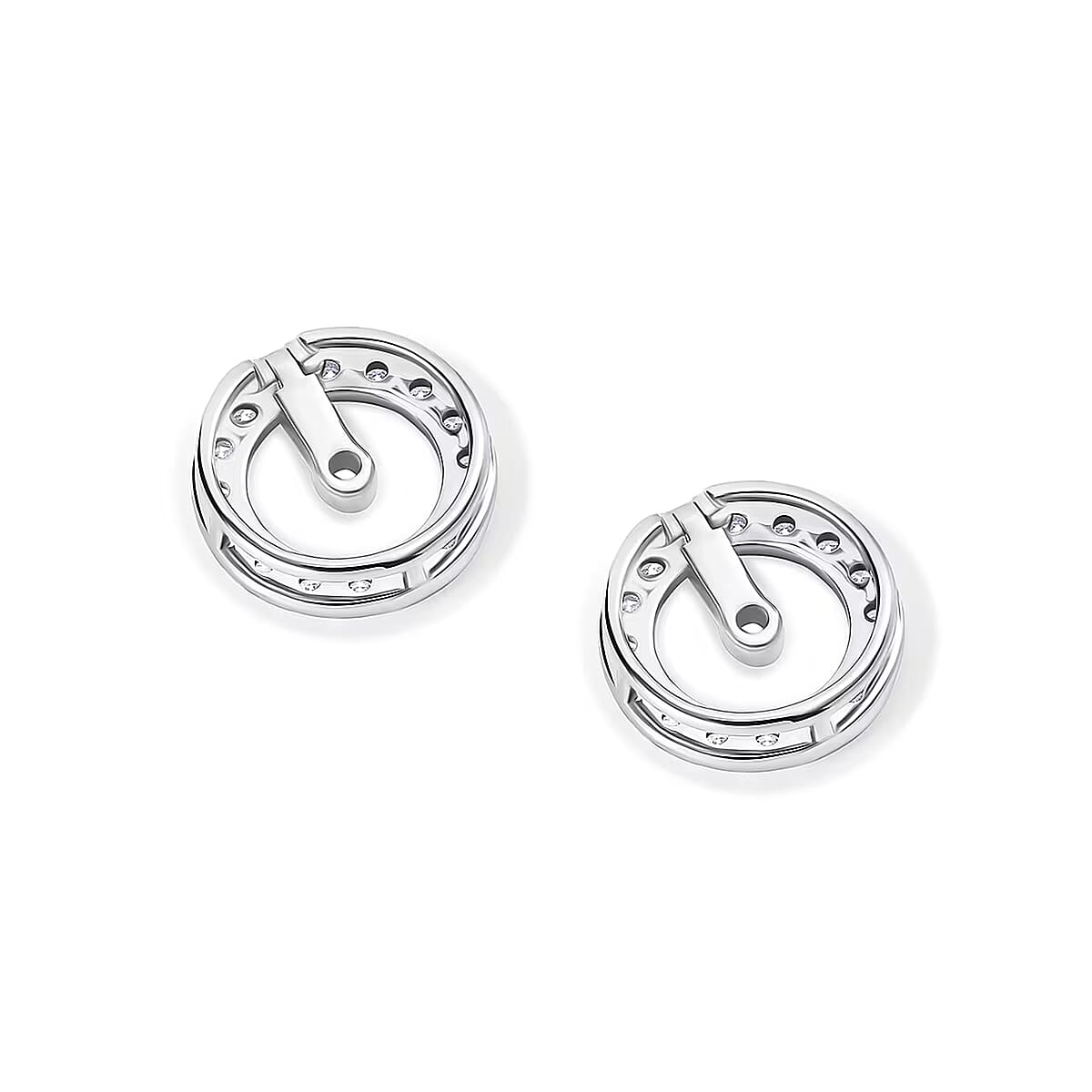 Luxuriant Lab Grown Diamond G-H SI 0.65 ctw Earrings Jacket in Rhodium Over Sterling Silver  image number 7