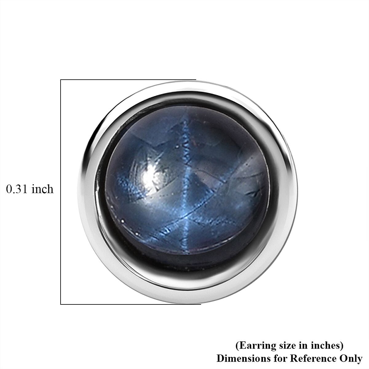 D'Joy Premium Blue Star Sapphire (DF) 1.75 ctw Stud Earrings in Rhodium Over Sterling Silver image number 5