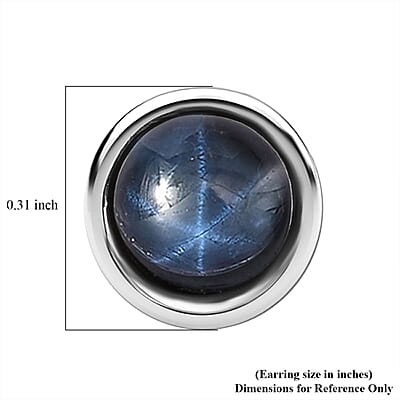 D'Joy Premium Blue Star Sapphire (DF) 1.75 ctw Stud Earrings in Rhodium Over Sterling Silver