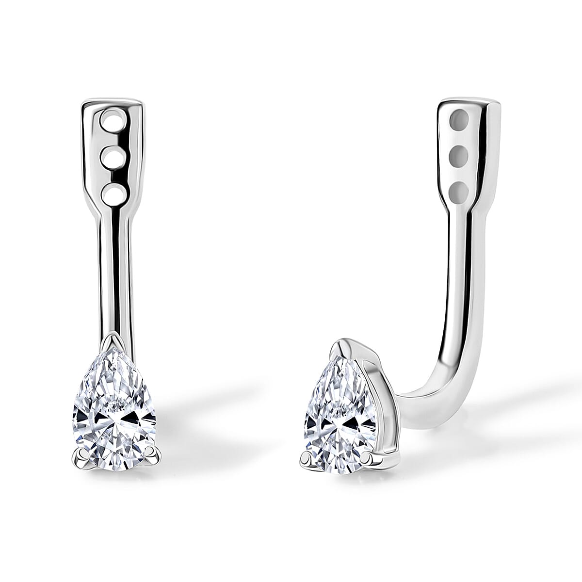 Luxuriant Lab Grown Diamond G-H SI 0.50 ctw Earrings Jacket in Rhodium Over Sterling Silver image number 0