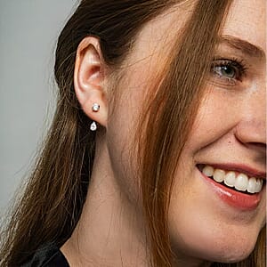 Luxuriant Lab Grown Diamond G-H SI 0.50 ctw Earrings Jacket in Rhodium Over Sterling Silver