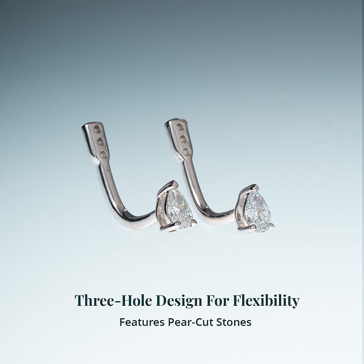 Luxuriant Lab Grown Diamond G-H SI 0.50 ctw Earrings Jacket in Rhodium Over Sterling Silver image number 2