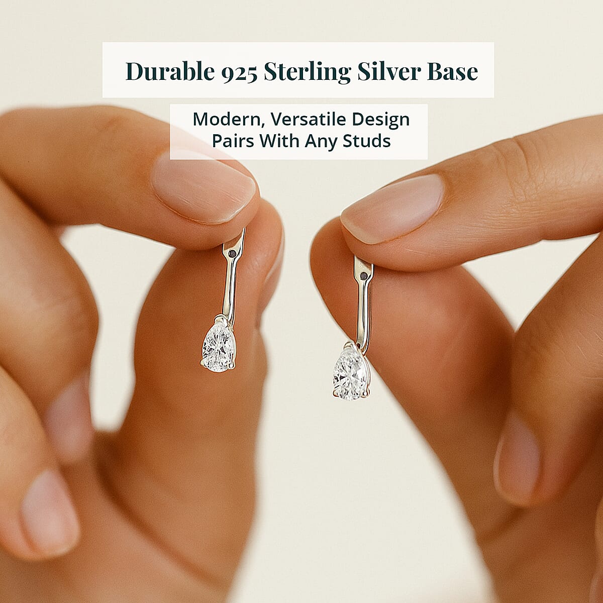 Luxuriant Lab Grown Diamond G-H SI 0.50 ctw Earrings Jacket in Rhodium Over Sterling Silver image number 4