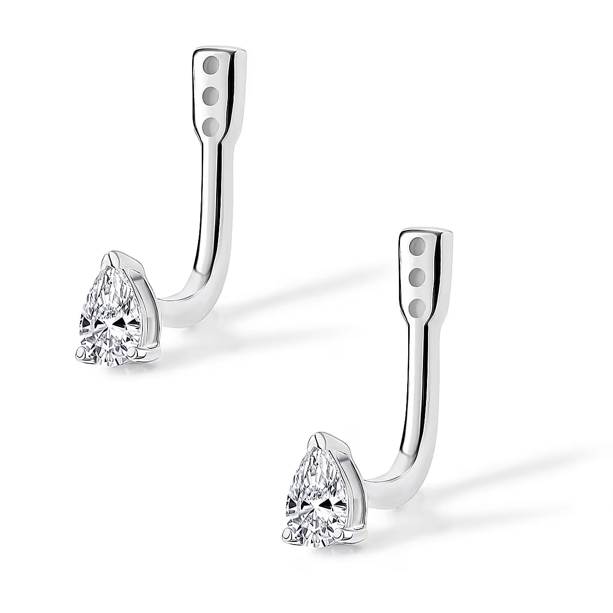 Luxuriant Lab Grown Diamond G-H SI 0.50 ctw Earrings Jacket in Rhodium Over Sterling Silver image number 6