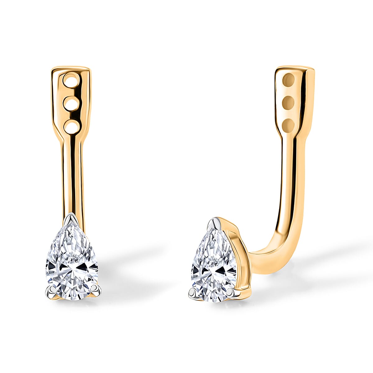 Luxuriant Lab Grown Diamond G-H SI 0.50 ctw Earrings Jacket in 18K Vermeil Yellow Gold Over Sterling Silver image number 0