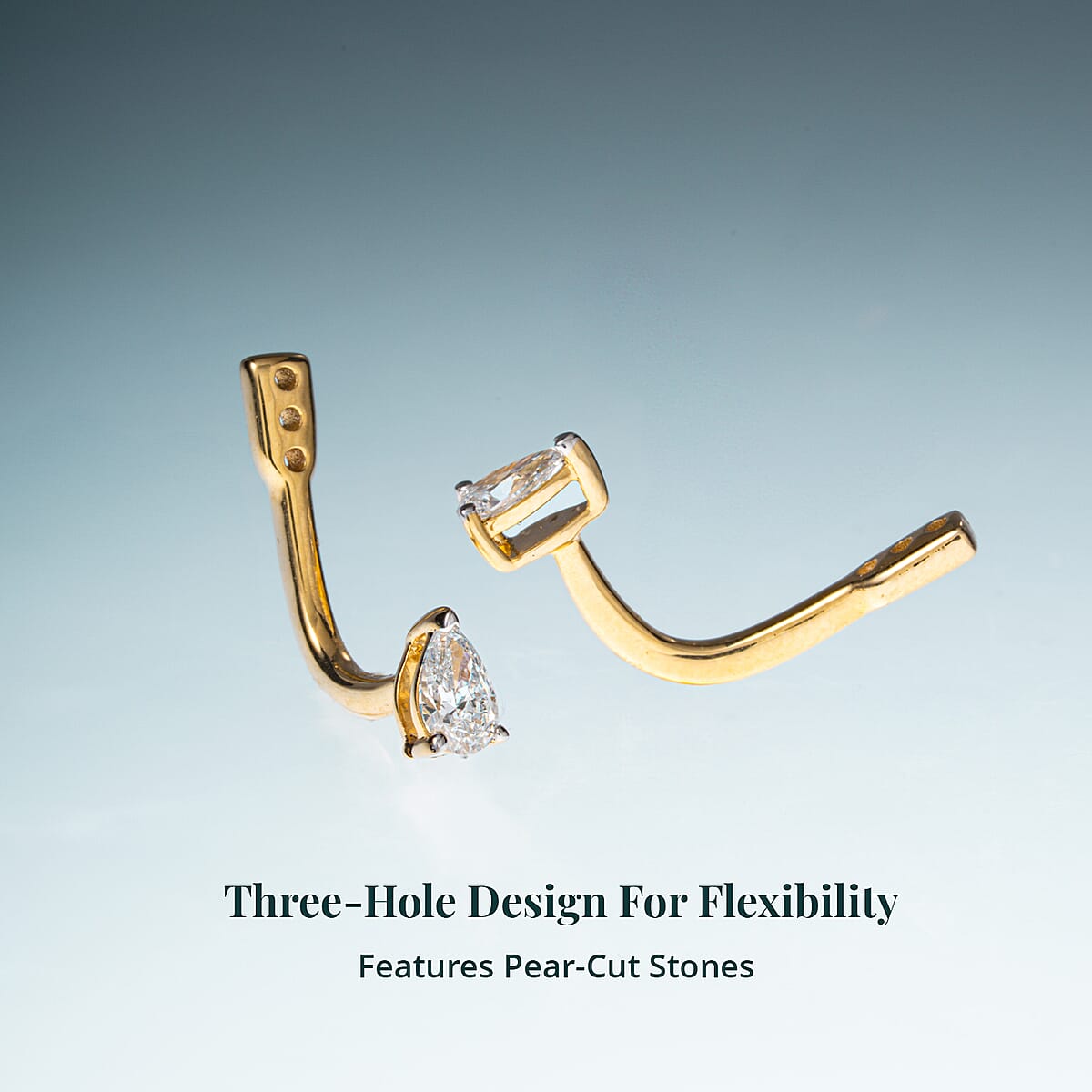 Luxuriant Lab Grown Diamond G-H SI 0.50 ctw Earrings Jacket in 18K Vermeil Yellow Gold Over Sterling Silver image number 2