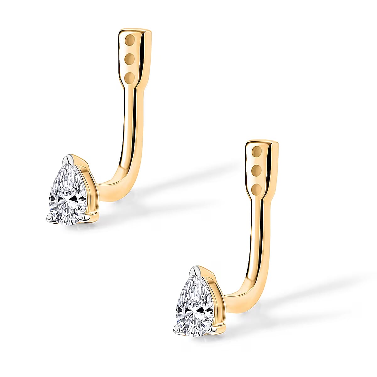 Luxuriant Lab Grown Diamond G-H SI 0.50 ctw Earrings Jacket in 18K Vermeil Yellow Gold Over Sterling Silver image number 6