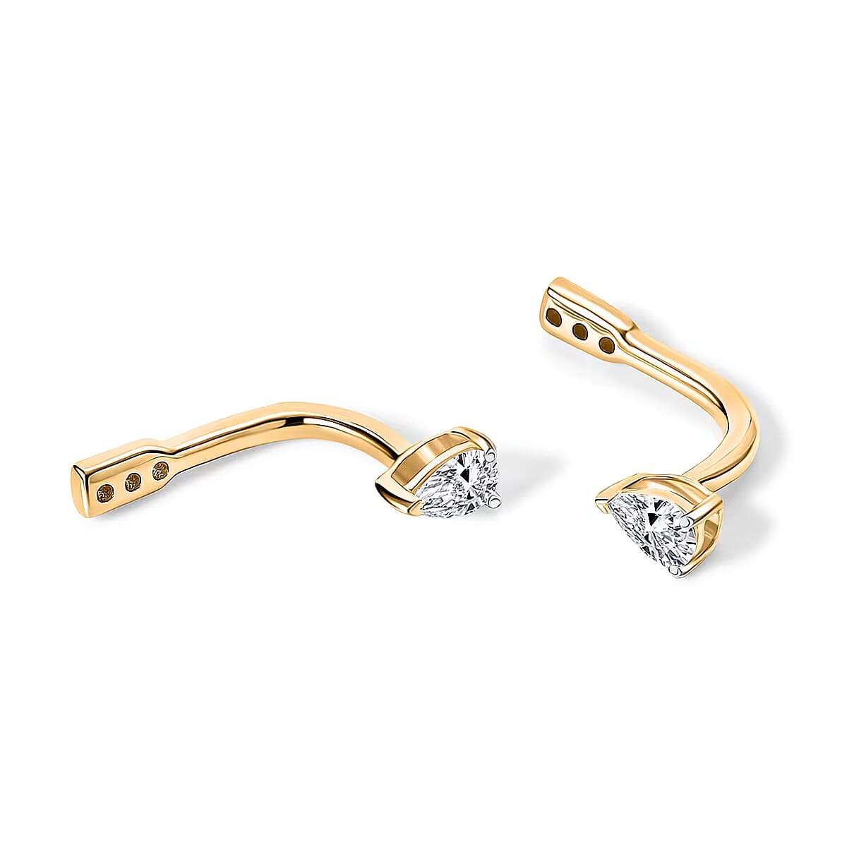 Luxuriant Lab Grown Diamond G-H SI 0.50 ctw Earrings Jacket in 18K Vermeil Yellow Gold Over Sterling Silver image number 7