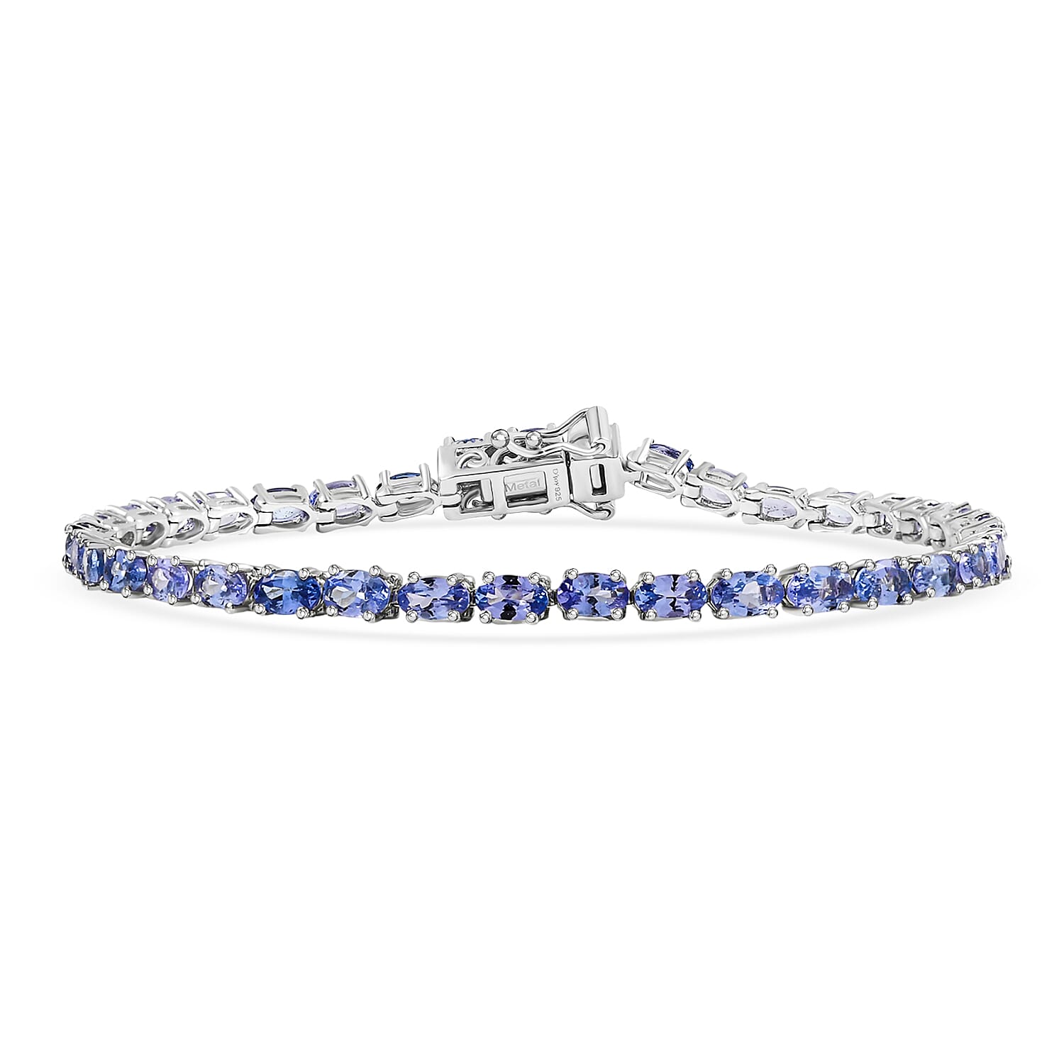 D'Joy Tanzanite 8.00 ctw Bracelet in Rhodium Over Sterling Silver (7.50 In)
