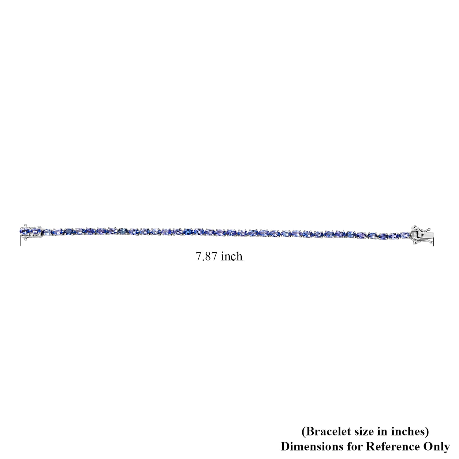 D'Joy Tanzanite 8.00 ctw Bracelet in Rhodium Over Sterling Silver (7.50 In)