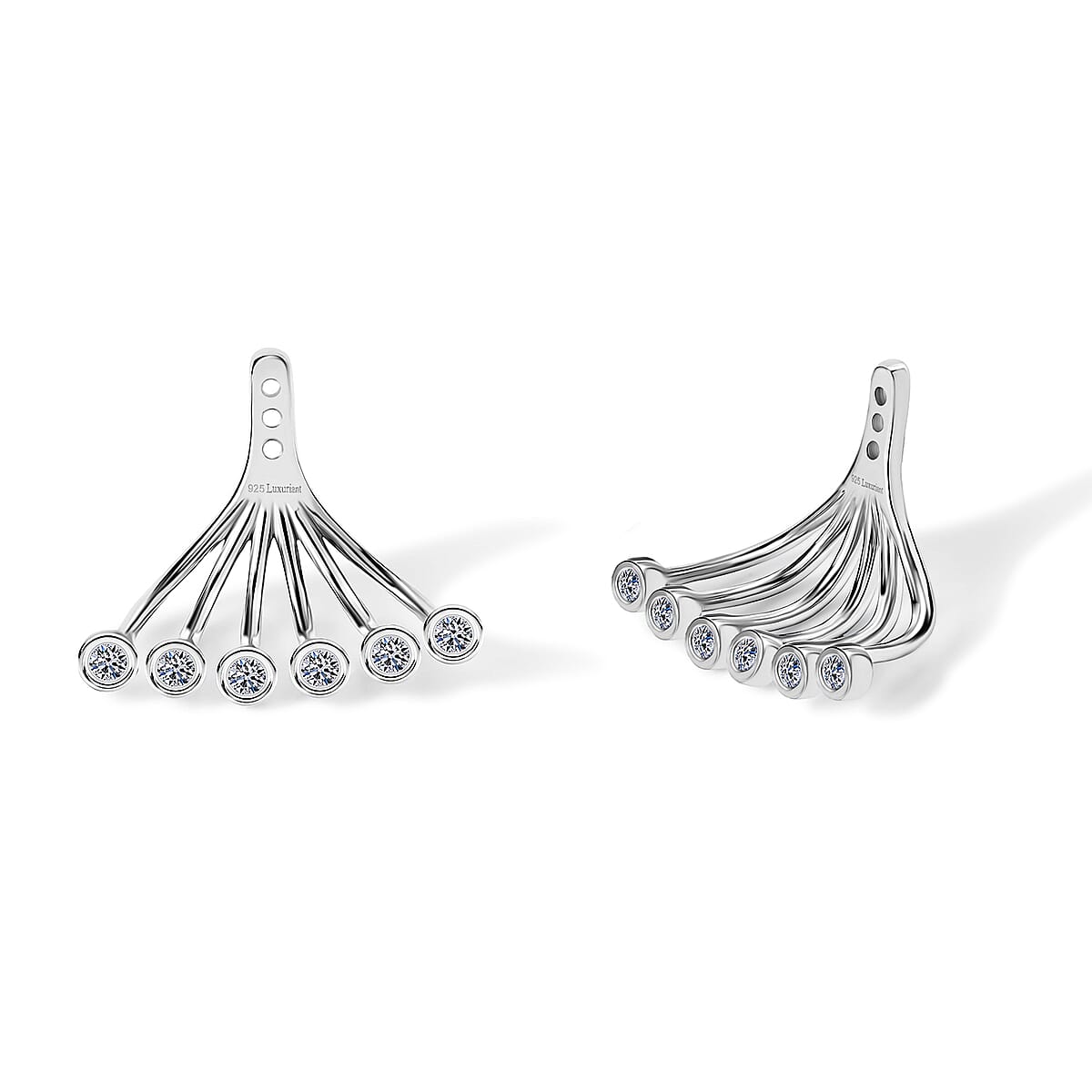 Luxuriant Lab Grown Diamond G-H SI 0.40 ctw Earrings Jacket in Rhodium Over Sterling Silver image number 0