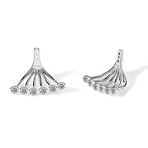 Luxuriant Lab Grown Diamond G-H SI 0.40 ctw Earrings Jacket in Rhodium Over Sterling Silver