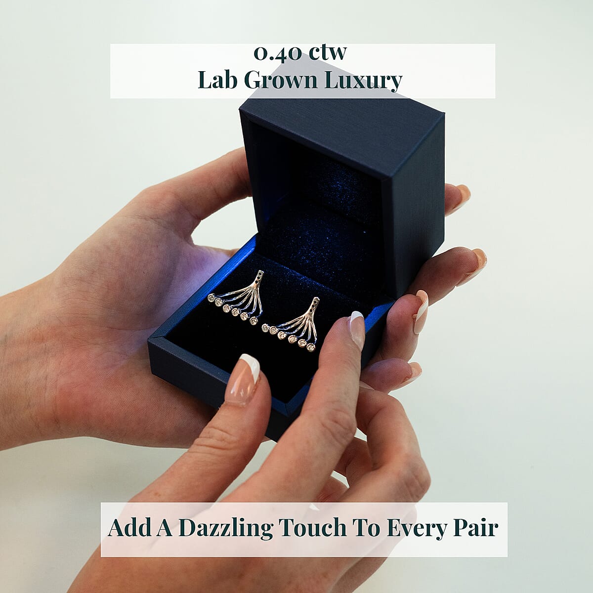 Luxuriant Lab Grown Diamond G-H SI 0.40 ctw Earrings Jacket in Rhodium Over Sterling Silver image number 5