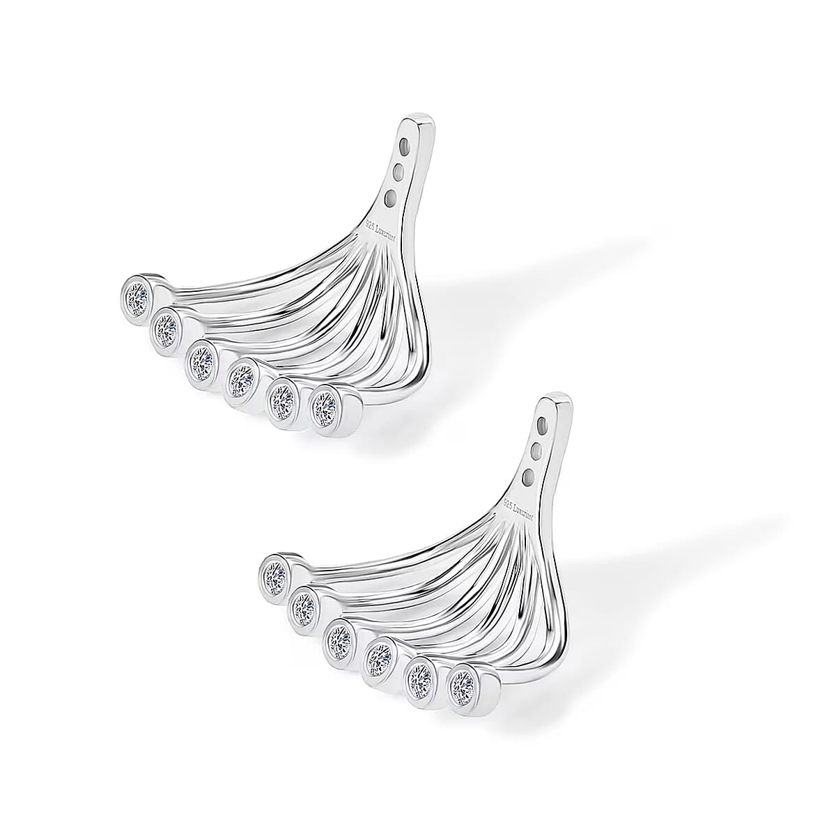 Luxuriant Lab Grown Diamond G-H SI 0.40 ctw Earrings Jacket in Rhodium Over Sterling Silver image number 6