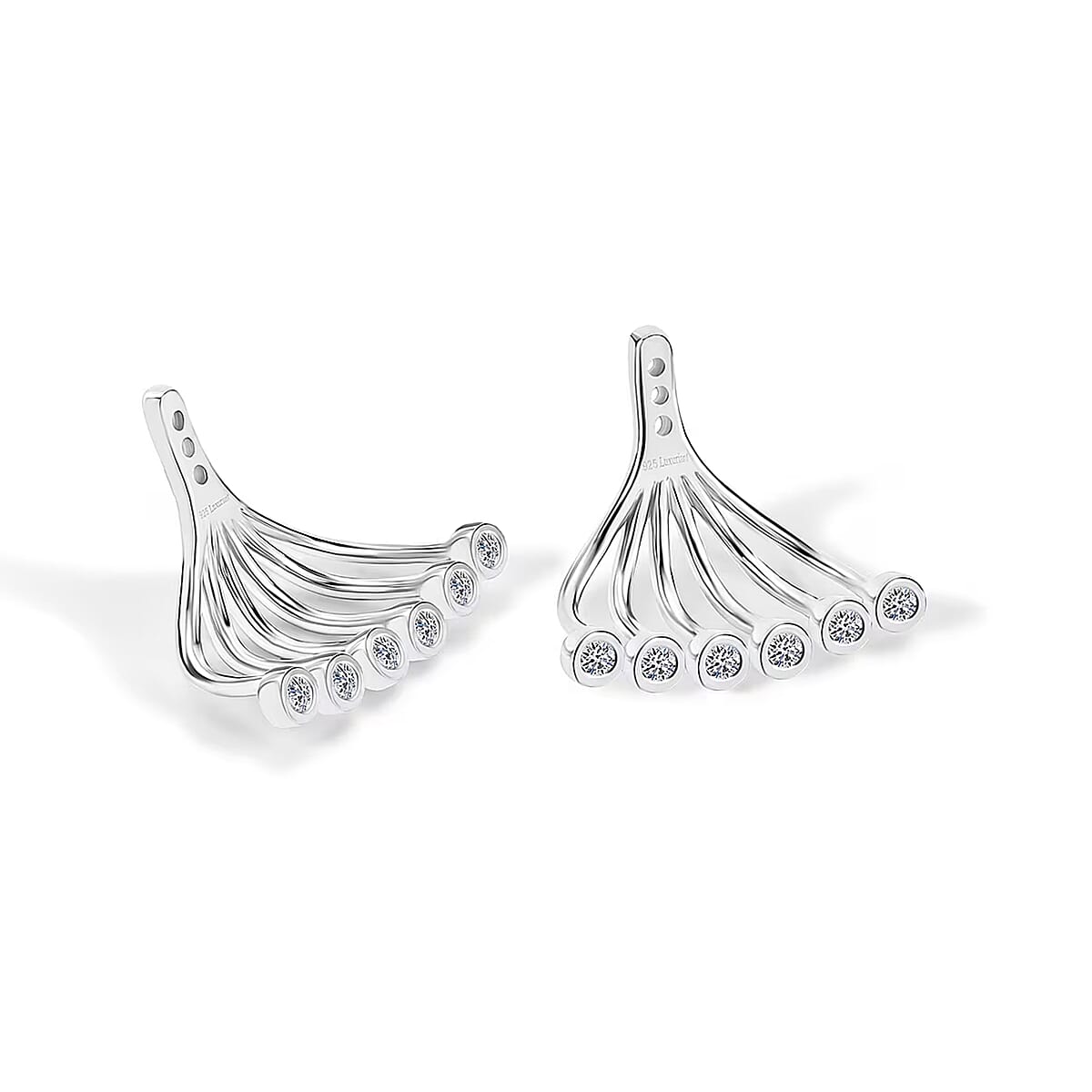 Luxuriant Lab Grown Diamond G-H SI 0.40 ctw Earrings Jacket in Rhodium Over Sterling Silver image number 7