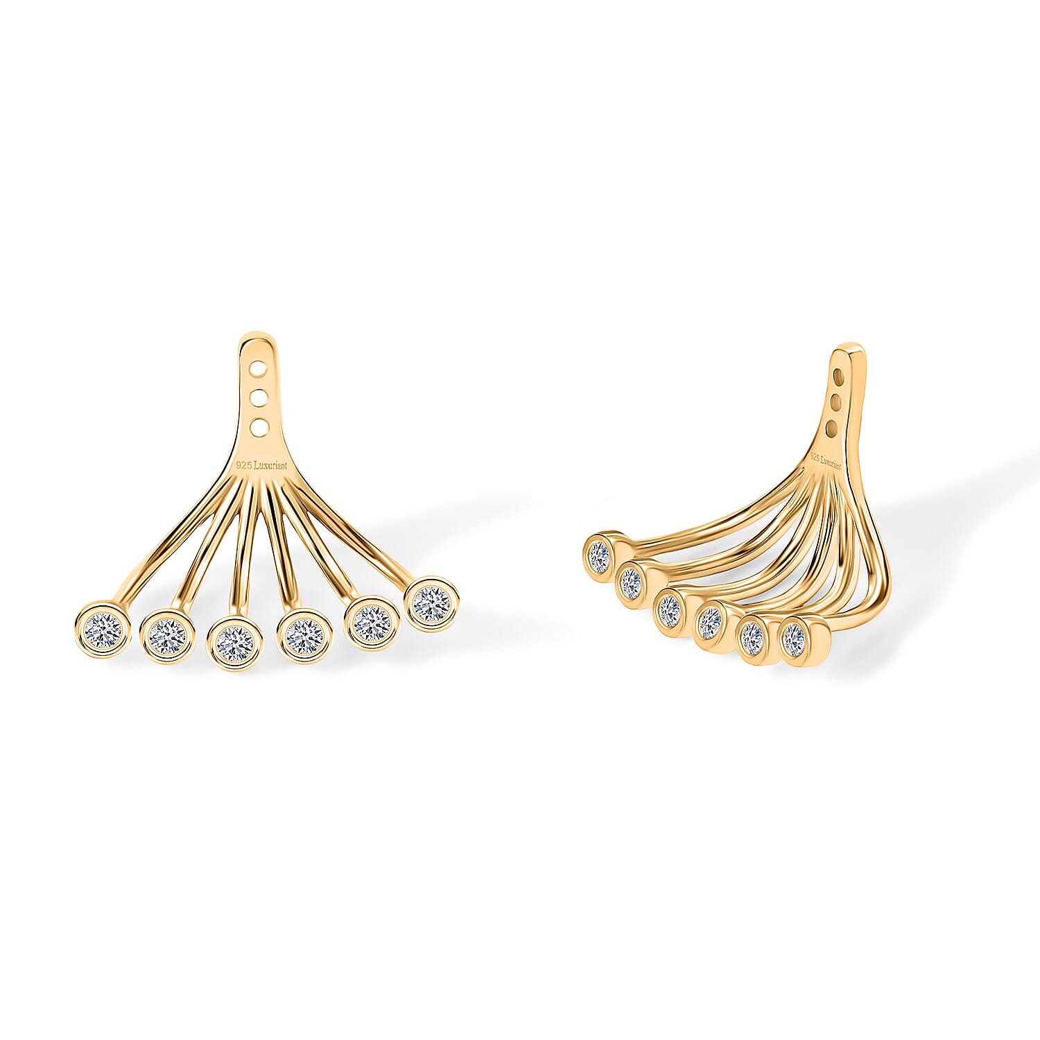 Luxuriant Lab Grown Diamond G-H SI 0.40 ctw Earrings Jacket in 18K Vermeil Yellow Gold Over Sterling Silver
