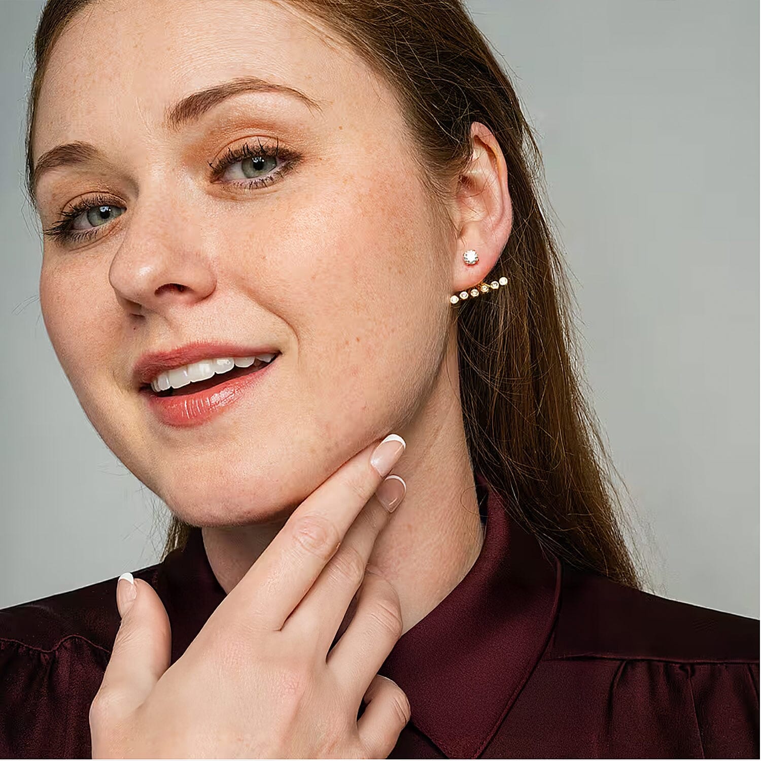 Luxuriant Lab Grown Diamond G-H SI 0.40 ctw Earrings Jacket in 18K Vermeil Yellow Gold Over Sterling Silver