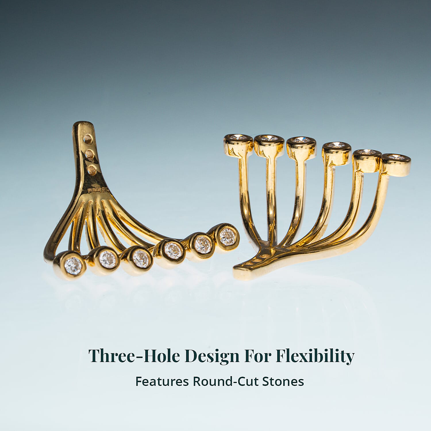 Luxuriant Lab Grown Diamond G-H SI 0.40 ctw Earrings Jacket in 18K Vermeil Yellow Gold Over Sterling Silver