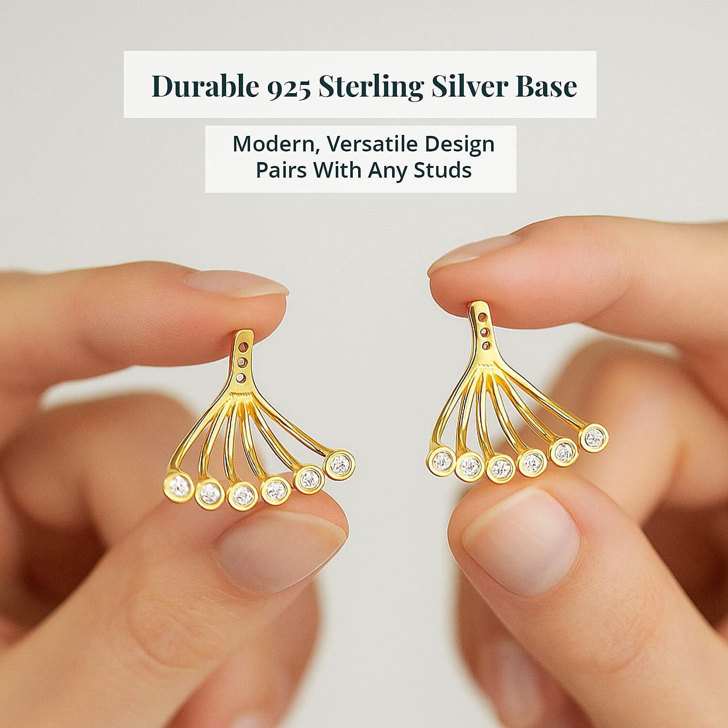 Luxuriant Lab Grown Diamond G-H SI 0.40 ctw Earrings Jacket in 18K Vermeil Yellow Gold Over Sterling Silver