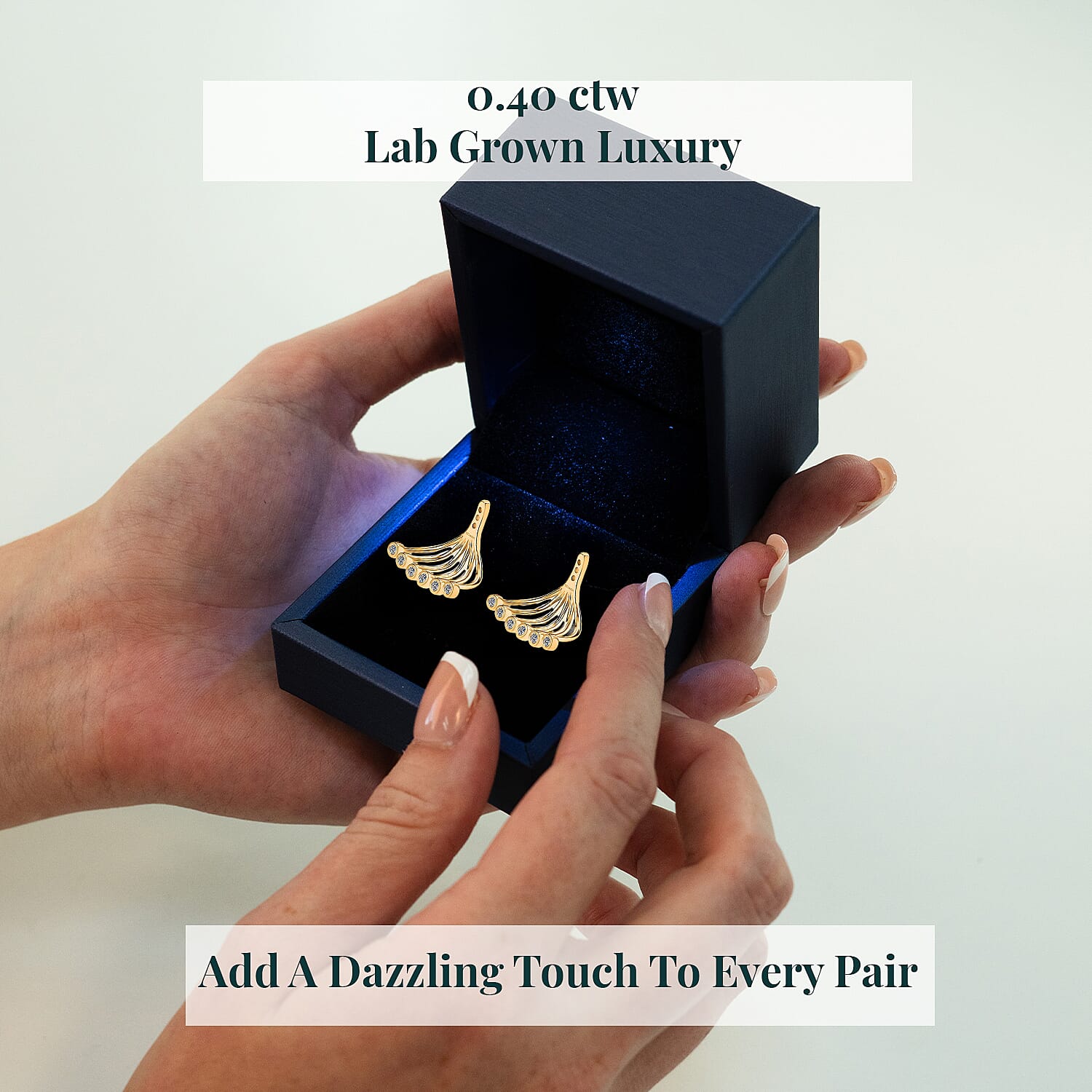 Luxuriant Lab Grown Diamond G-H SI 0.40 ctw Earrings Jacket in 18K Vermeil Yellow Gold Over Sterling Silver