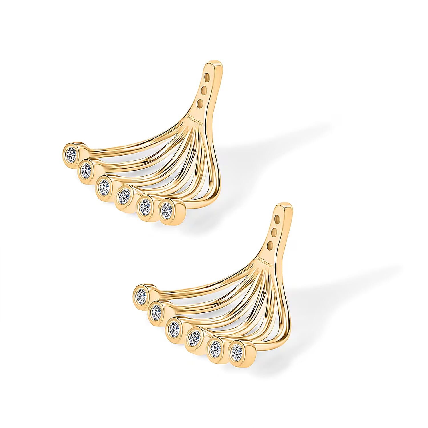 Luxuriant Lab Grown Diamond G-H SI 0.40 ctw Earrings Jacket in 18K Vermeil Yellow Gold Over Sterling Silver