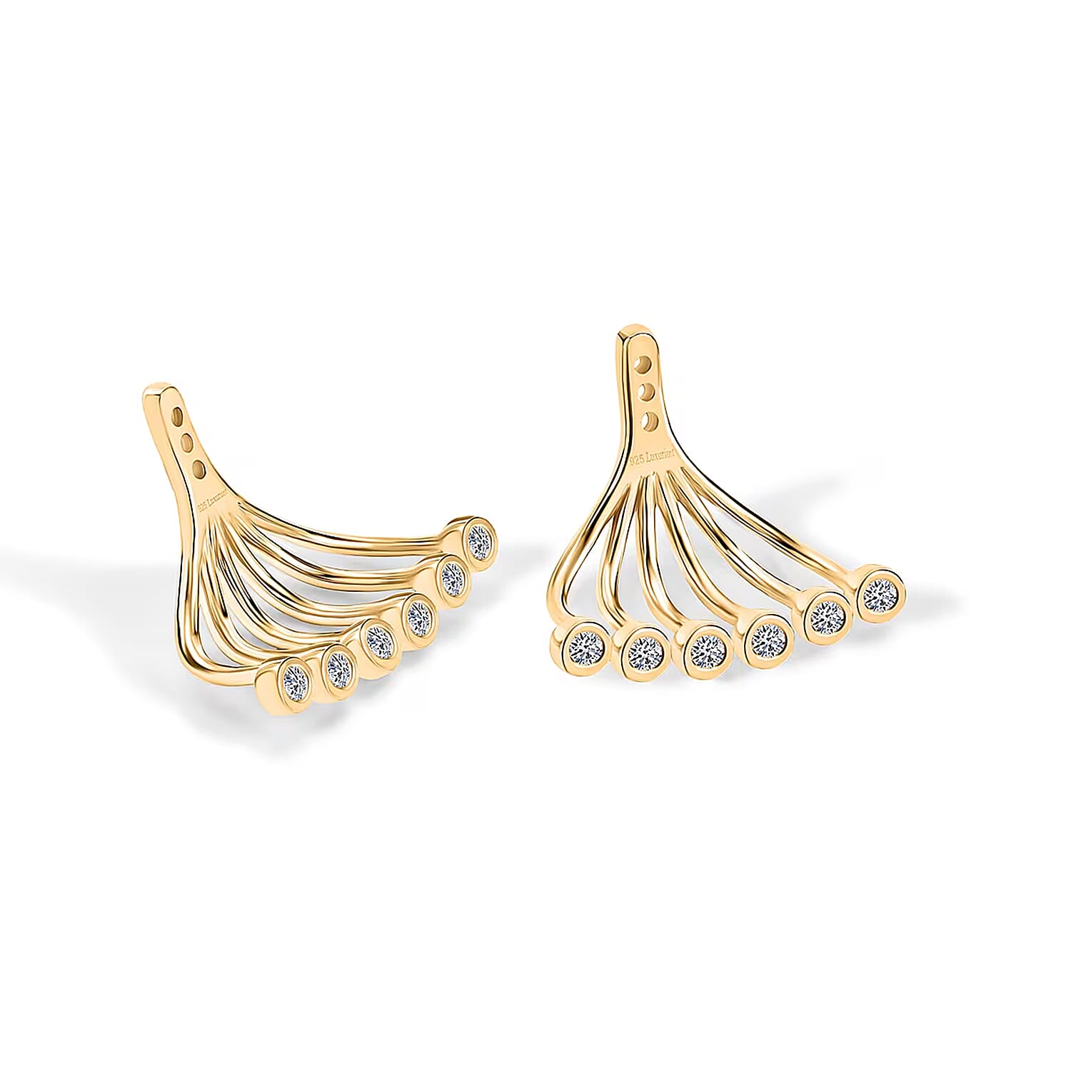 Luxuriant Lab Grown Diamond G-H SI 0.40 ctw Earrings Jacket in 18K Vermeil Yellow Gold Over Sterling Silver