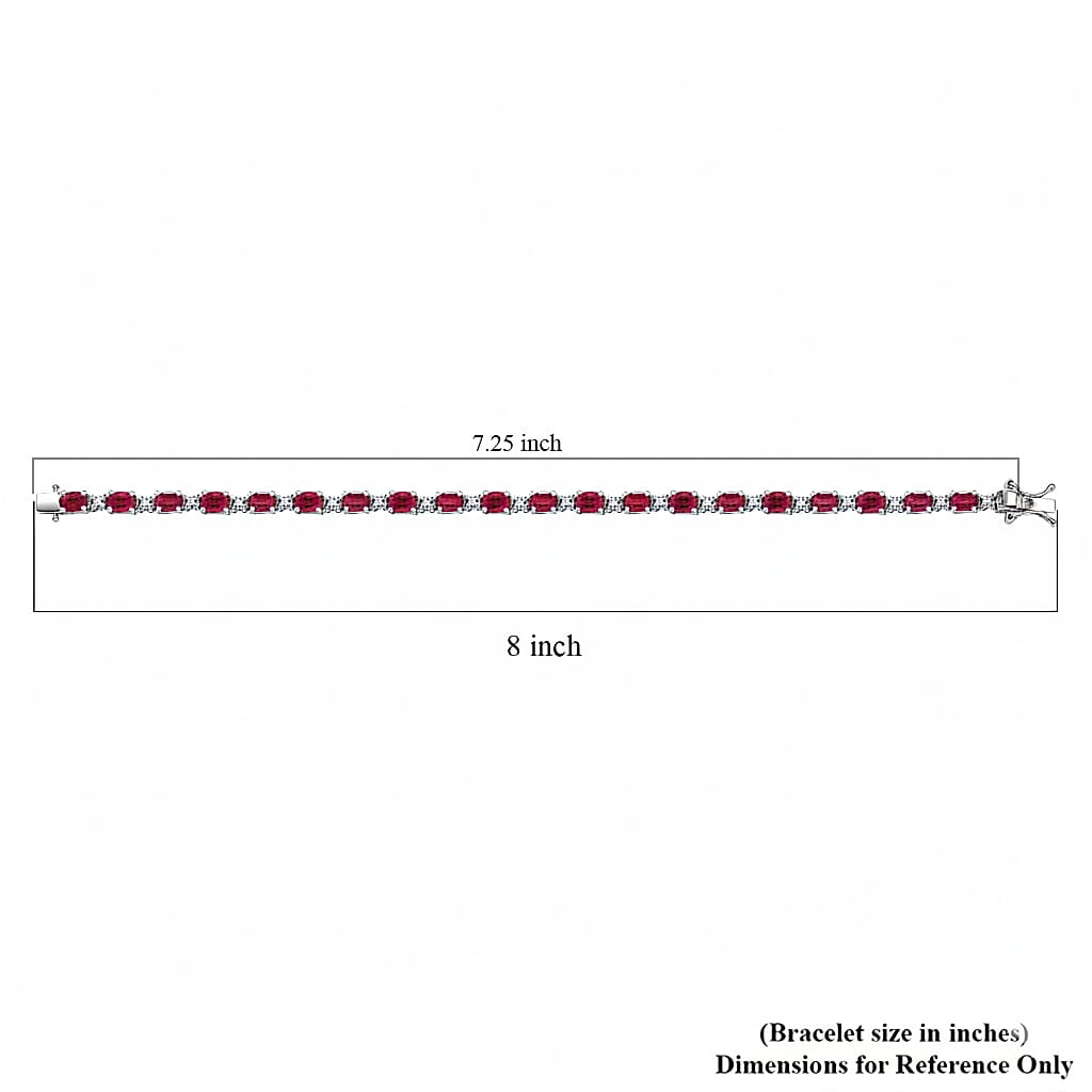 D'Joy Niassa Ruby (FF) and White Zircon 14.65 ctw Four Leaf Clover Bracelet in Rhodium Over Sterling Silver (7.25 In)
