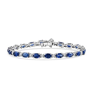 Doorbuster D’Joy Kashmir Kyanite and White Zircon 12.85 ctw Four Leaf Clover Bracelet in Rhodium Over Sterling Silv (7.25 In)