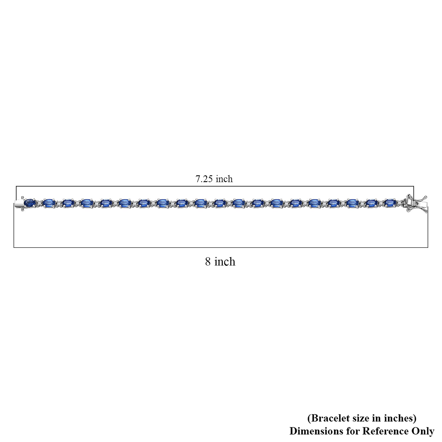 D'Joy Kashmir Kyanite and White Zircon 12.85 ctw Four Leaf Clover Bracelet in Rhodium Over Sterling Silv (7.25 In)