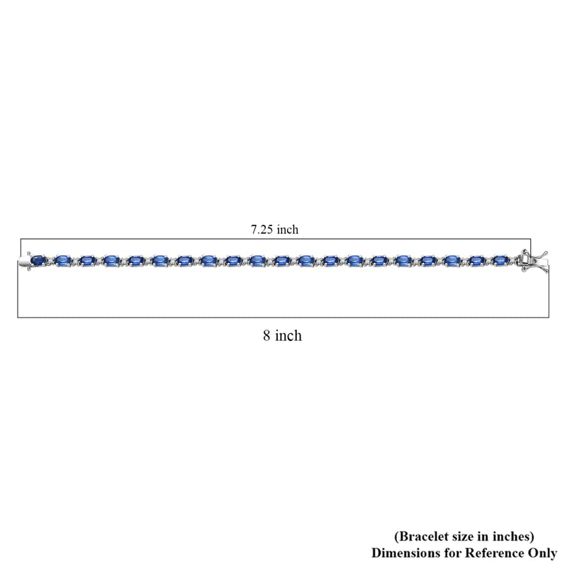 D'Joy Kashmir Kyanite and White Zircon 12.85 ctw Four Leaf Clover Bracelet in Rhodium Over Sterling Silv (7.25 In)