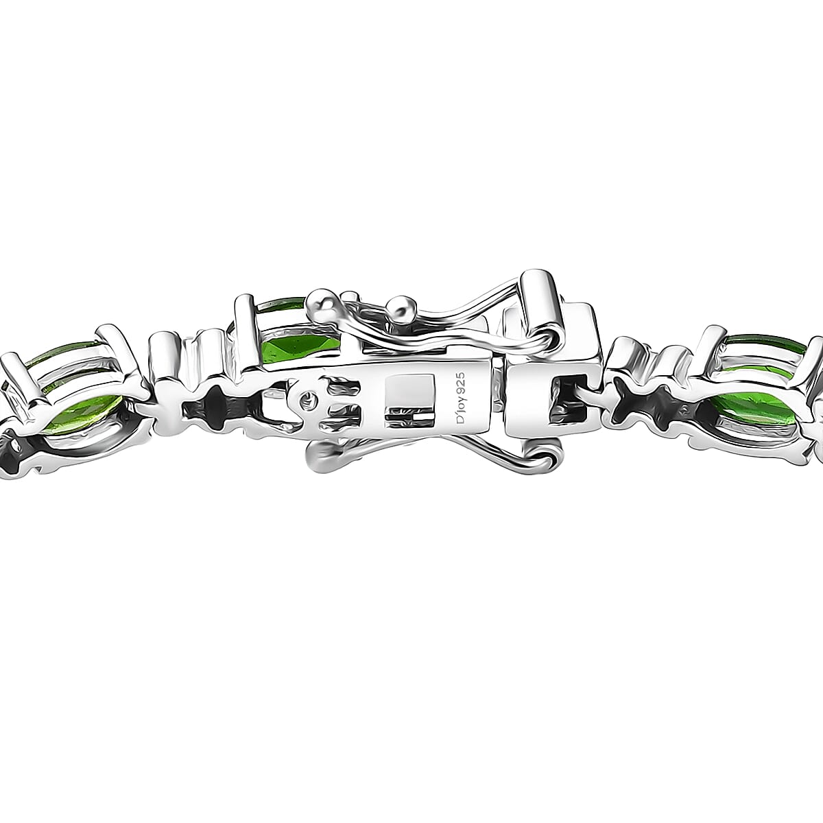 Doorbuster D’Joy Chrome Diopside and White Zircon 9.75 ctw Four Leaf Clover Bracelet in Rhodium Over Sterling Silver (7.25 In) image number 3