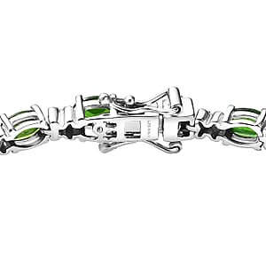 D'Joy Chrome Diopside and White Zircon 9.75 ctw Four Leaf Clover Bracelet in Rhodium Over Sterling Silver (7.25 In)