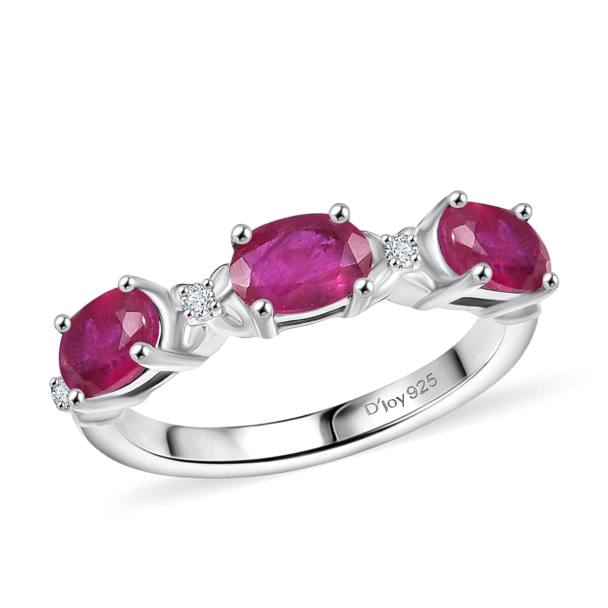 D’Joy Niassa Ruby (FF), White Zircon Ring in Rhodium Over Sterling Silver (Size 7.0) 2.25 ctw image number 0