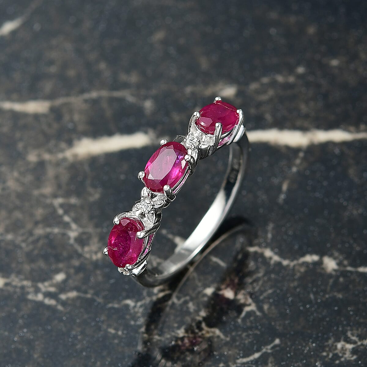 D’Joy Niassa Ruby (FF), White Zircon Ring in Rhodium Over Sterling Silver (Size 7.0) 2.25 ctw image number 1