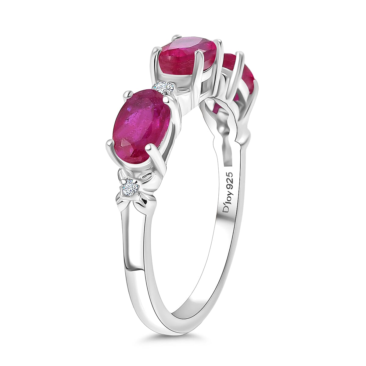 D’Joy Niassa Ruby (FF), White Zircon Ring in Rhodium Over Sterling Silver (Size 7.0) 2.25 ctw image number 3